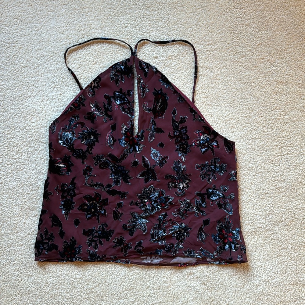 RAG & BONE NWT Bethany Velvet Burnout Cami in Burgundy Retro Floral // Size 6